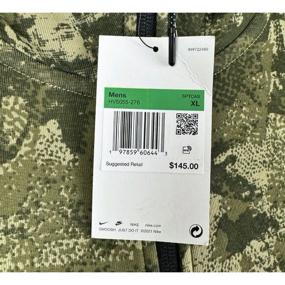 Nike Tech Windrunner Fleece Men’s Full-Zip Hoodie XL Black Olive HV5055-276 Camo - Picture 9 of 11